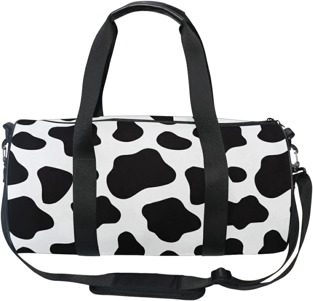 Cow Print Gym Bag for Men Women Large Capacity Duffel Bags Canves Storage Bag for Travel Sports 17.6" x 9"