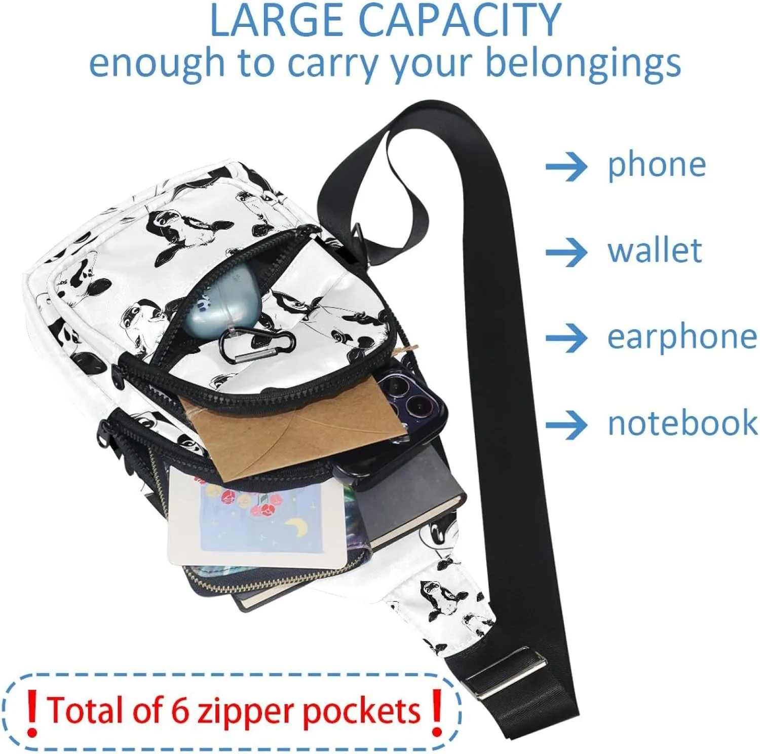Cows (18) Crossbody Bag with Adjustable Shoulder Strap, Shoulder Bag for Men and Women Sling Backpack for Travel, Cycling, Work, Sport