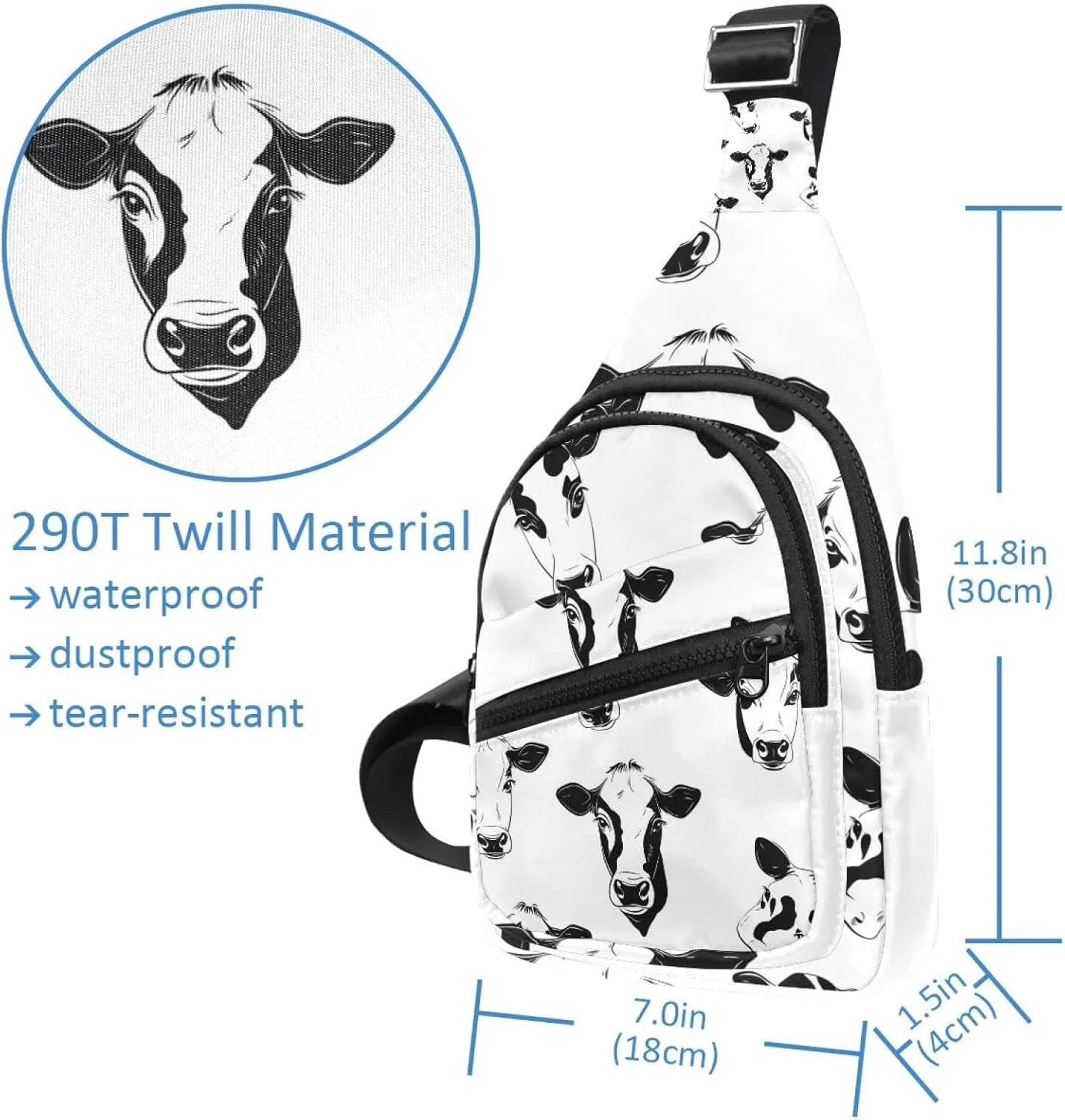 Cows (18) Crossbody Bag with Adjustable Shoulder Strap, Shoulder Bag for Men and Women Sling Backpack for Travel, Cycling, Work, Sport