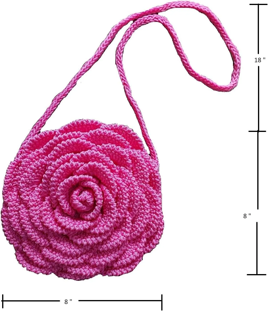 Crochet Handbag with Rose Design, For Women, Single Shoulder