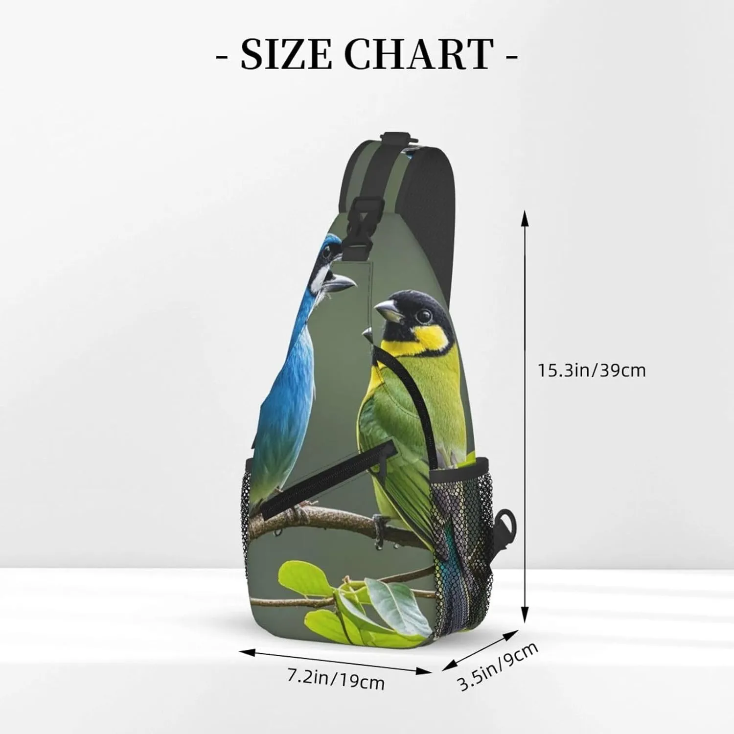 Crossbody Bag for Women Men Birds nature green colors Chest Bag Crossbody Sling Bag Adjustable Shoulder Bag