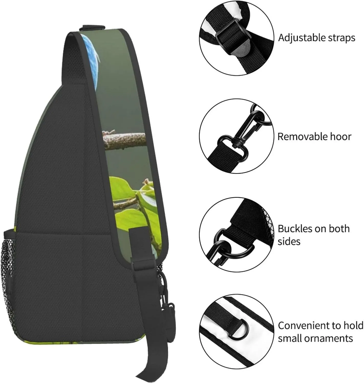 Crossbody Bag for Women Men Birds nature green colors Chest Bag Crossbody Sling Bag Adjustable Shoulder Bag