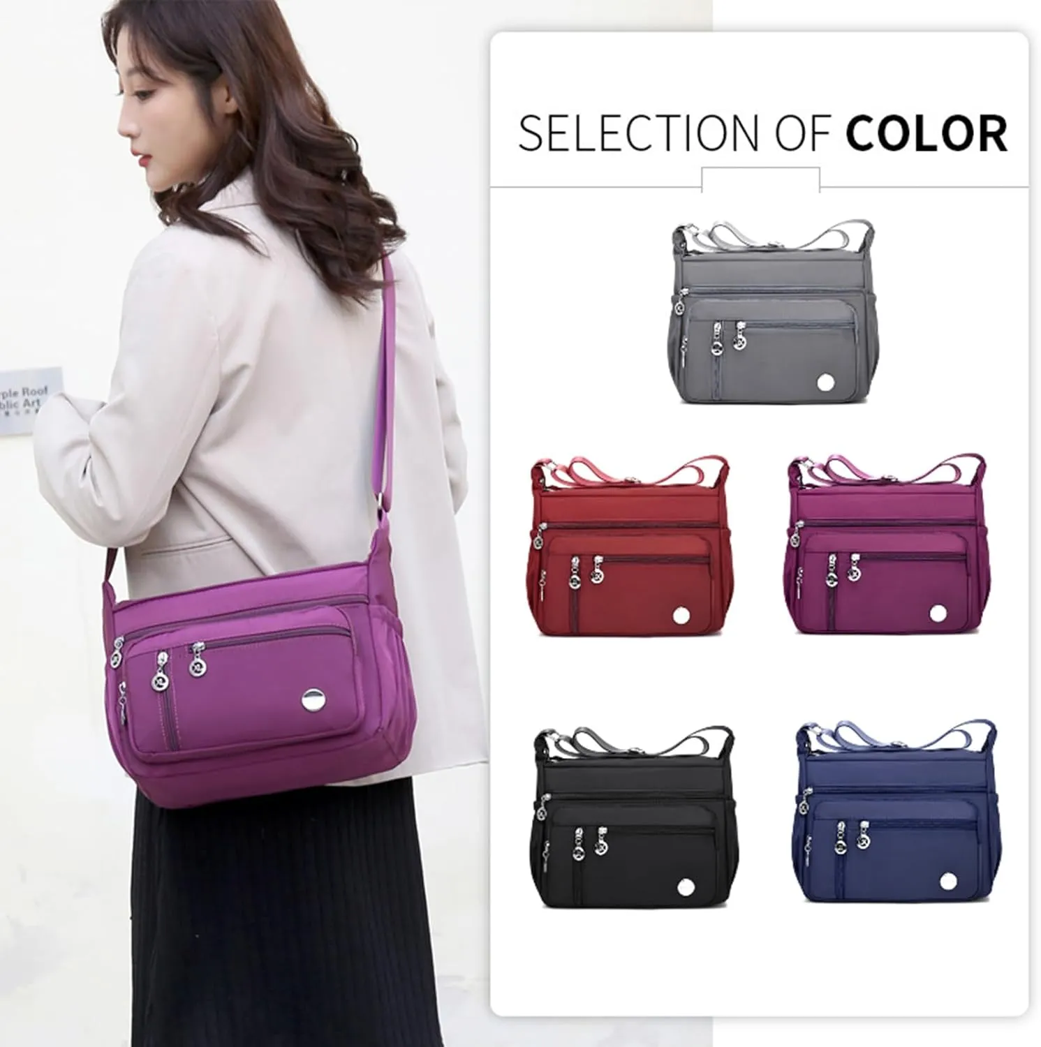 Crossbody Bag Purse for Women, Multiple Pockets Waterproof Shoulder Bag Travel Tote Handbag