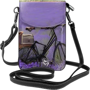 Crossbody Bags for Cell Phone Purse Wallet Summer Microfiber PU Leather Crossbody Purses for Women - Lavender Field Retro Bike Agriculture