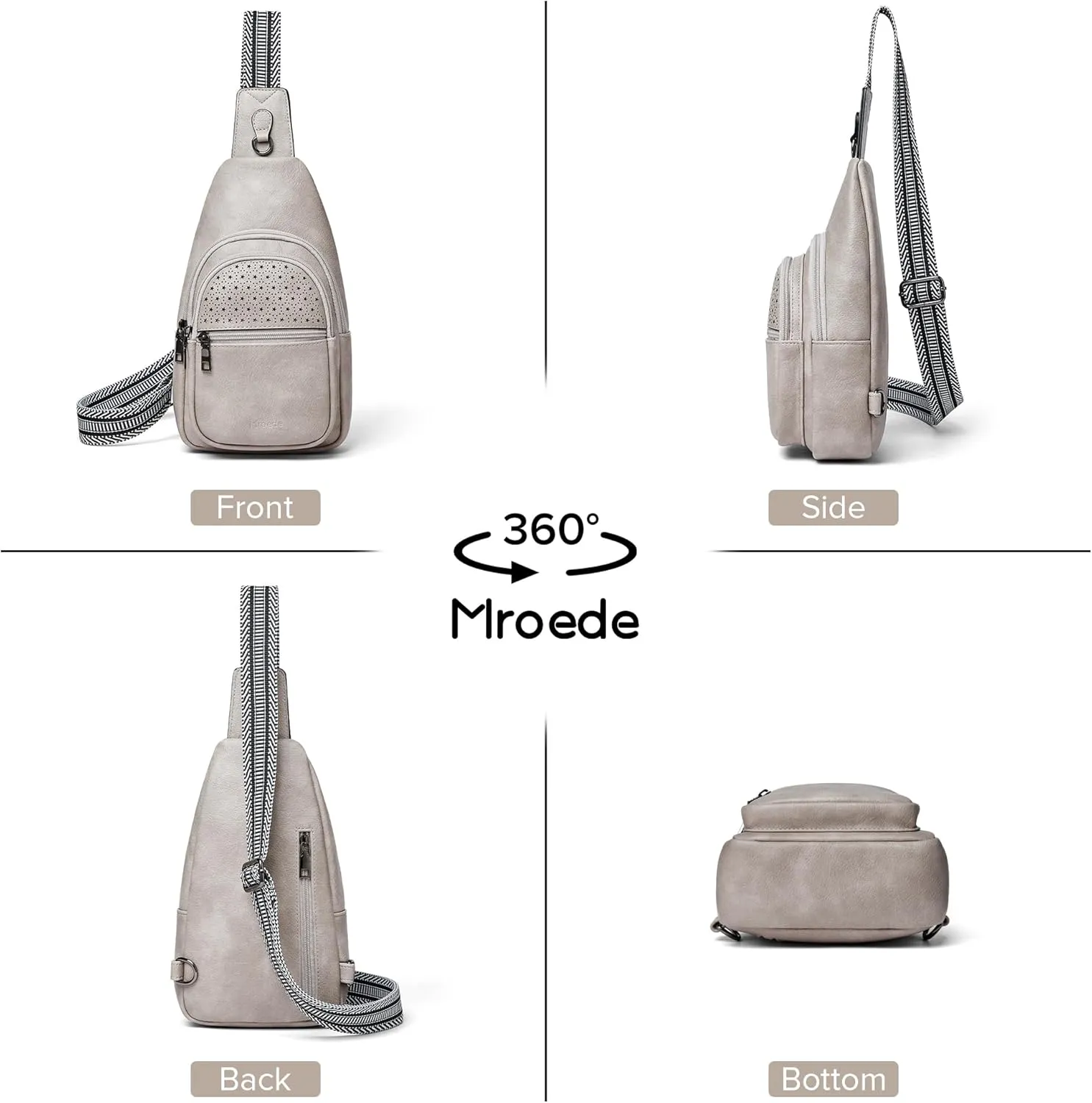 Crossbody Bags for Women 4-Pockets Sling Bag Fanny Pack Chest Purse Backpack Casual Daypacks Travel Shopping