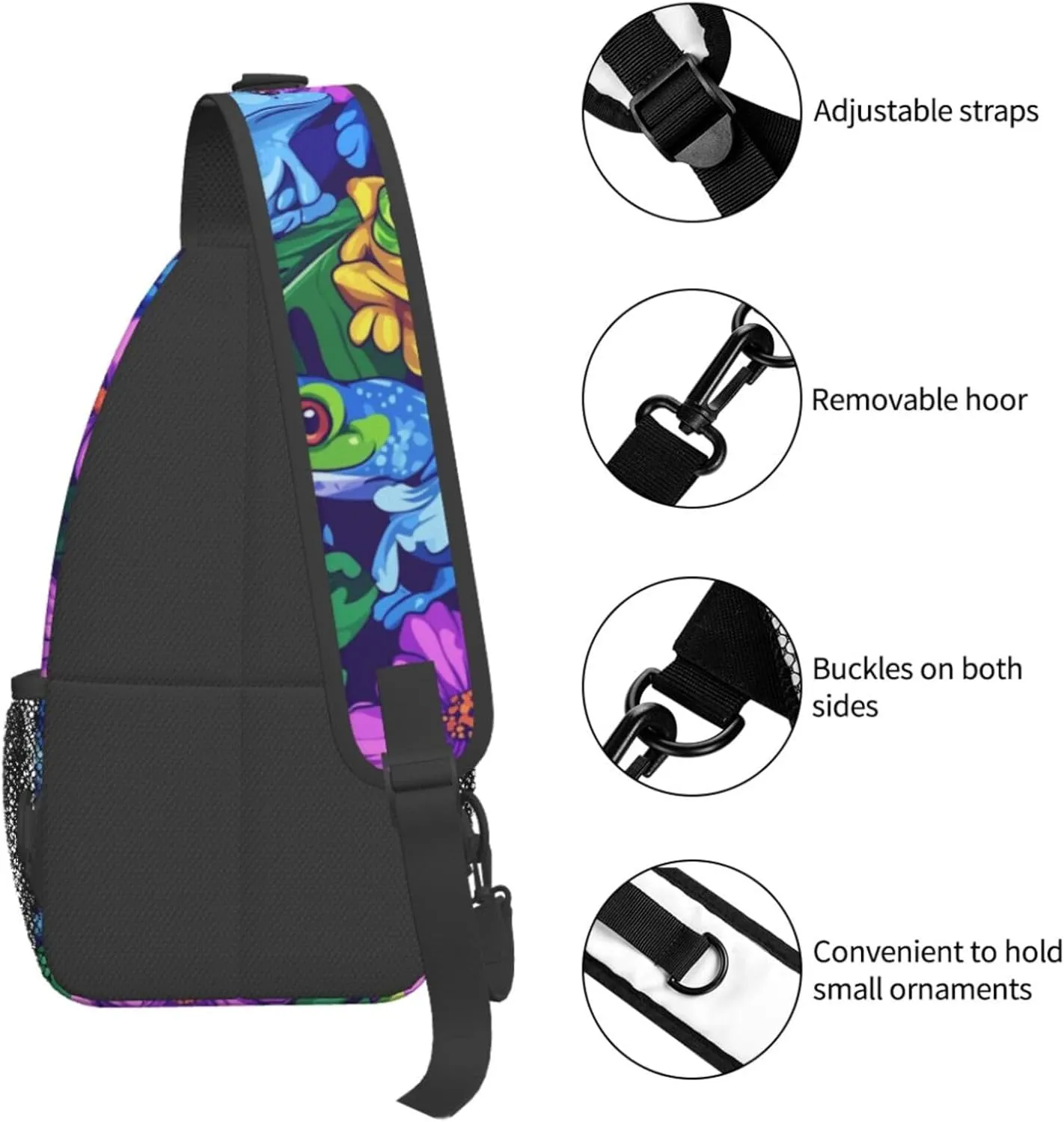 Crossbody Bags For Women Men Cartoon Anime Frog Sling Backpack Chest Shoulder Bag Gym Cycling Travel Hiking Daypack