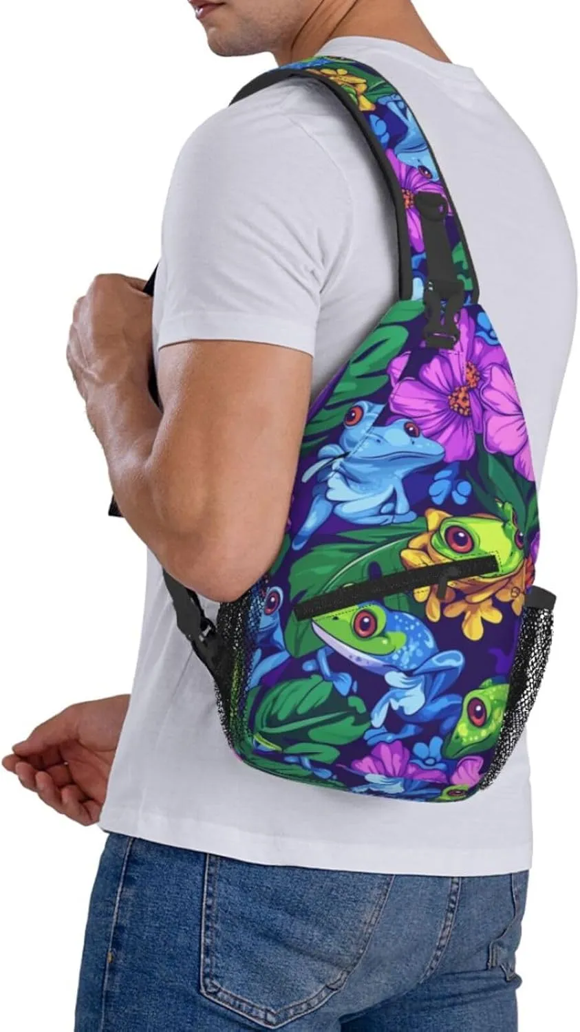 Crossbody Bags For Women Men Cartoon Anime Frog Sling Backpack Chest Shoulder Bag Gym Cycling Travel Hiking Daypack