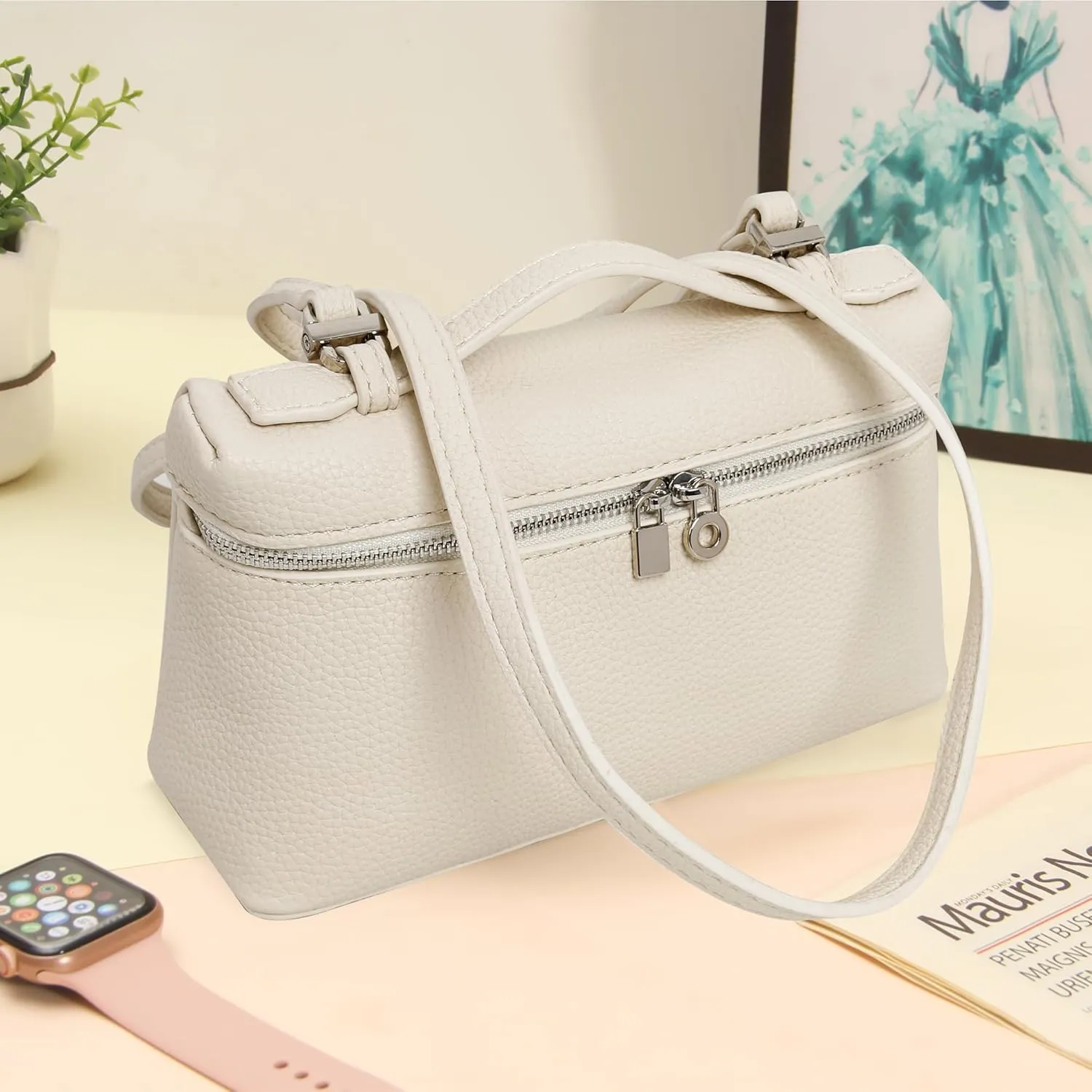 Crossbody Bags for Women,Small Top-Handle Pouch Purse Designer,Chic Handbags Shoulder Bag with Detachable Strap