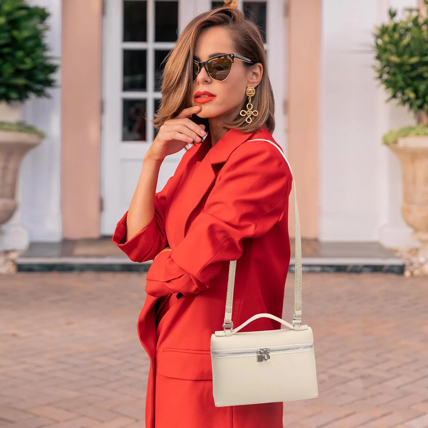 Crossbody Bags for Women,Small Top-Handle Pouch Purse Designer,Chic Handbags Shoulder Bag with Detachable Strap
