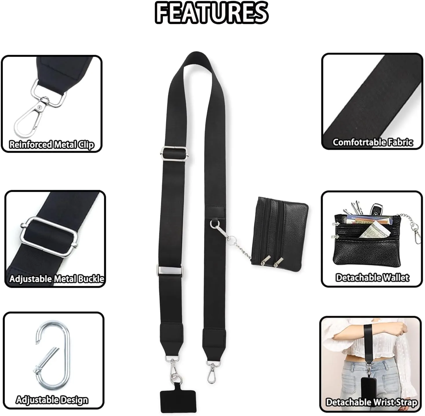 Crossbody Body Phone Holder for Women, New Phone Strap with Zippered Pouch, Adjustable Crossbody Strap