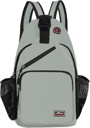 Crossbody Sling Backpack Men and Women Sling Bag Shoulder Backpack Travel Hiking Chest Bag Daypack (Grey)