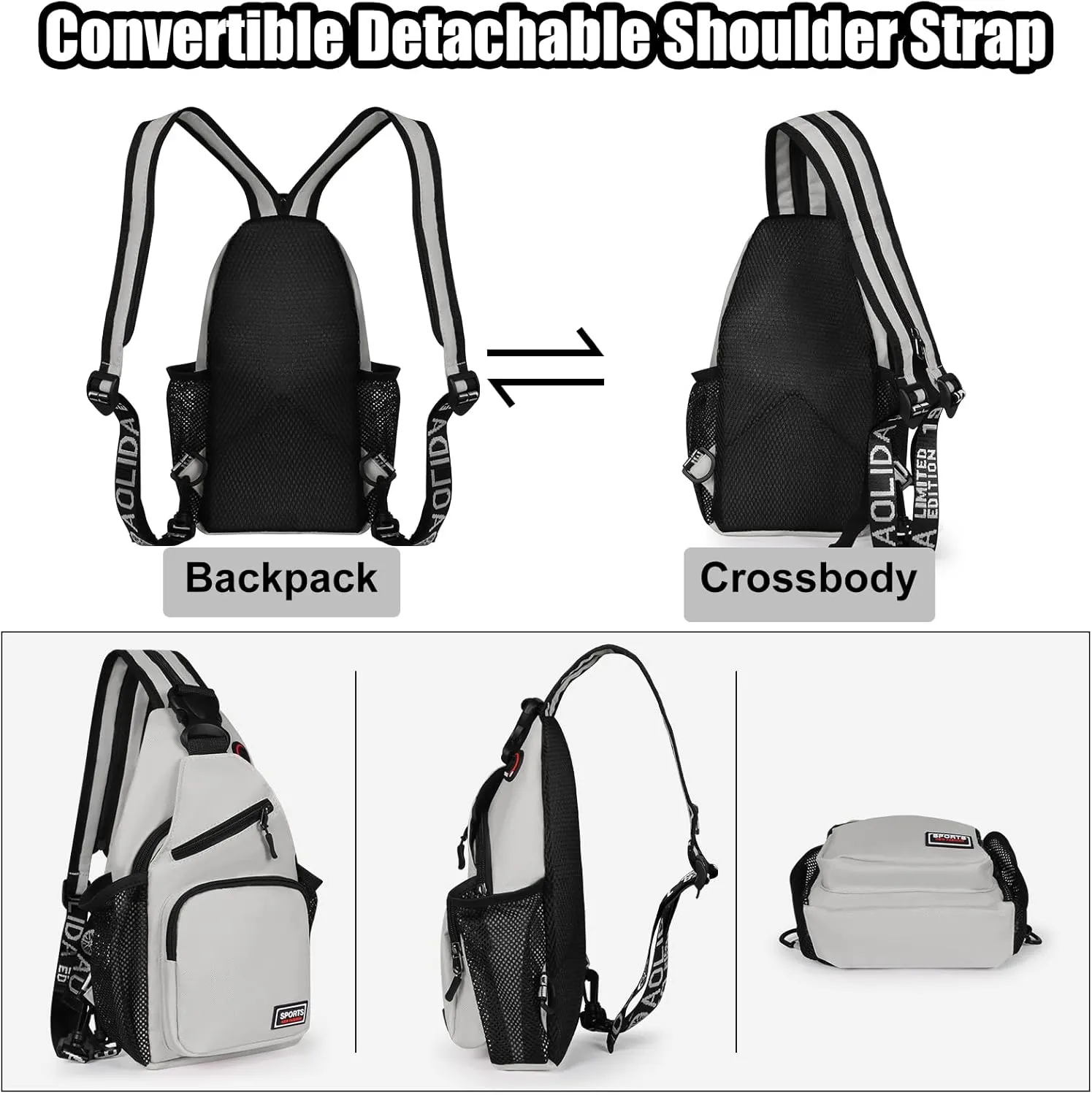 Crossbody Sling Bag for Men & Women Backpack with Earphone Hole Multipurpose Shoulder Bag Daypack for Travel Hiking