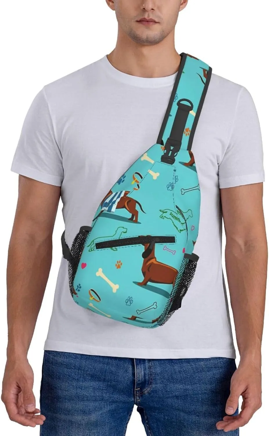 Crossbody Sling Bag for Men Women, Dachshund Dog Sling Backpack Shoulder Chest Bag, Anti Theft Travel Hiking Daypacks