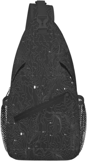 Crossbody Sling Bag for Men Women, Topographic Map Sling Backpack Shoulder Chest Bag, Anti Theft Travel Hiking Daypacks