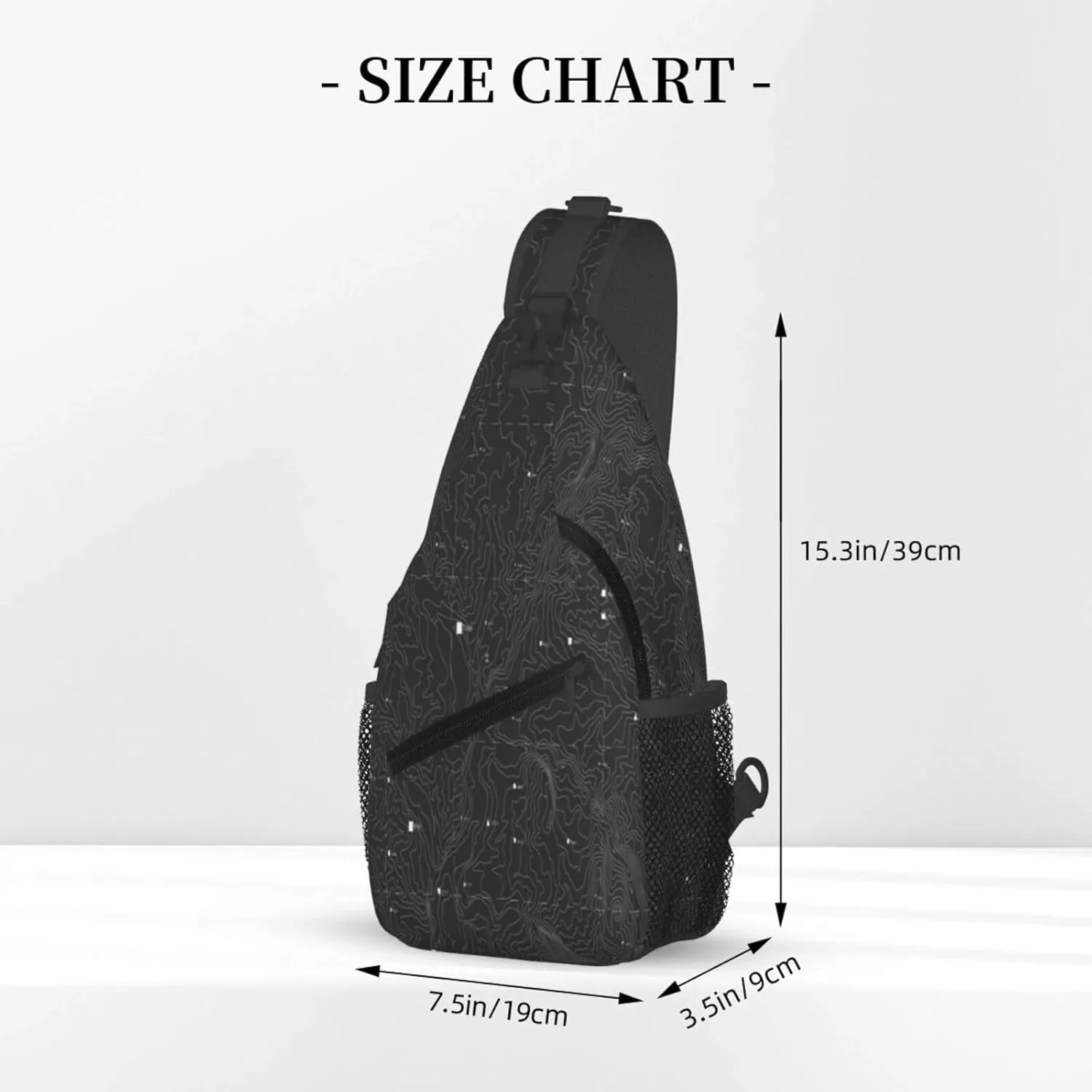 Crossbody Sling Bag for Men Women, Topographic Map Sling Backpack Shoulder Chest Bag, Anti Theft Travel Hiking Daypacks