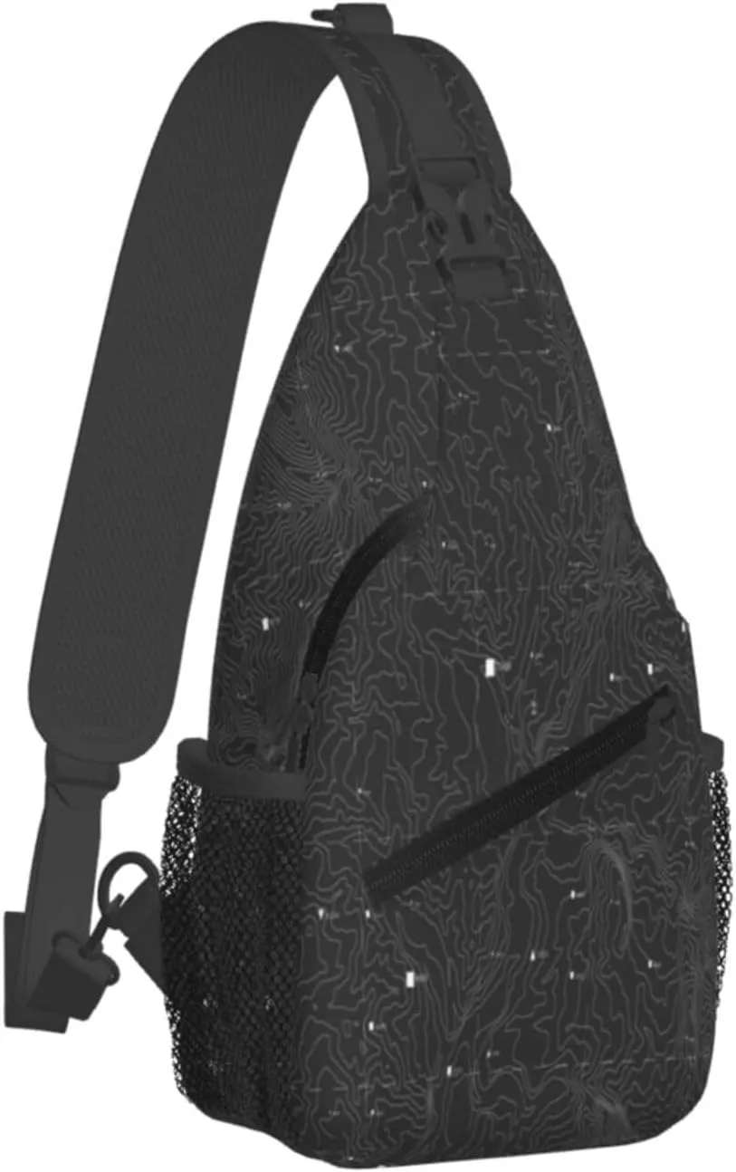 Crossbody Sling Bag for Men Women, Topographic Map Sling Backpack Shoulder Chest Bag, Anti Theft Travel Hiking Daypacks