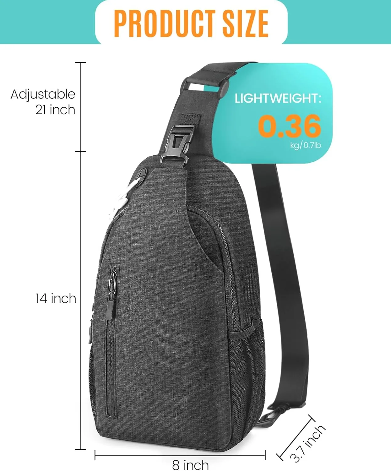 Crossbody Sling Bag for Women & Men, Waterproof Sling Backpack, Lightweight Shoulder Chest Bag for Hiking, Travel