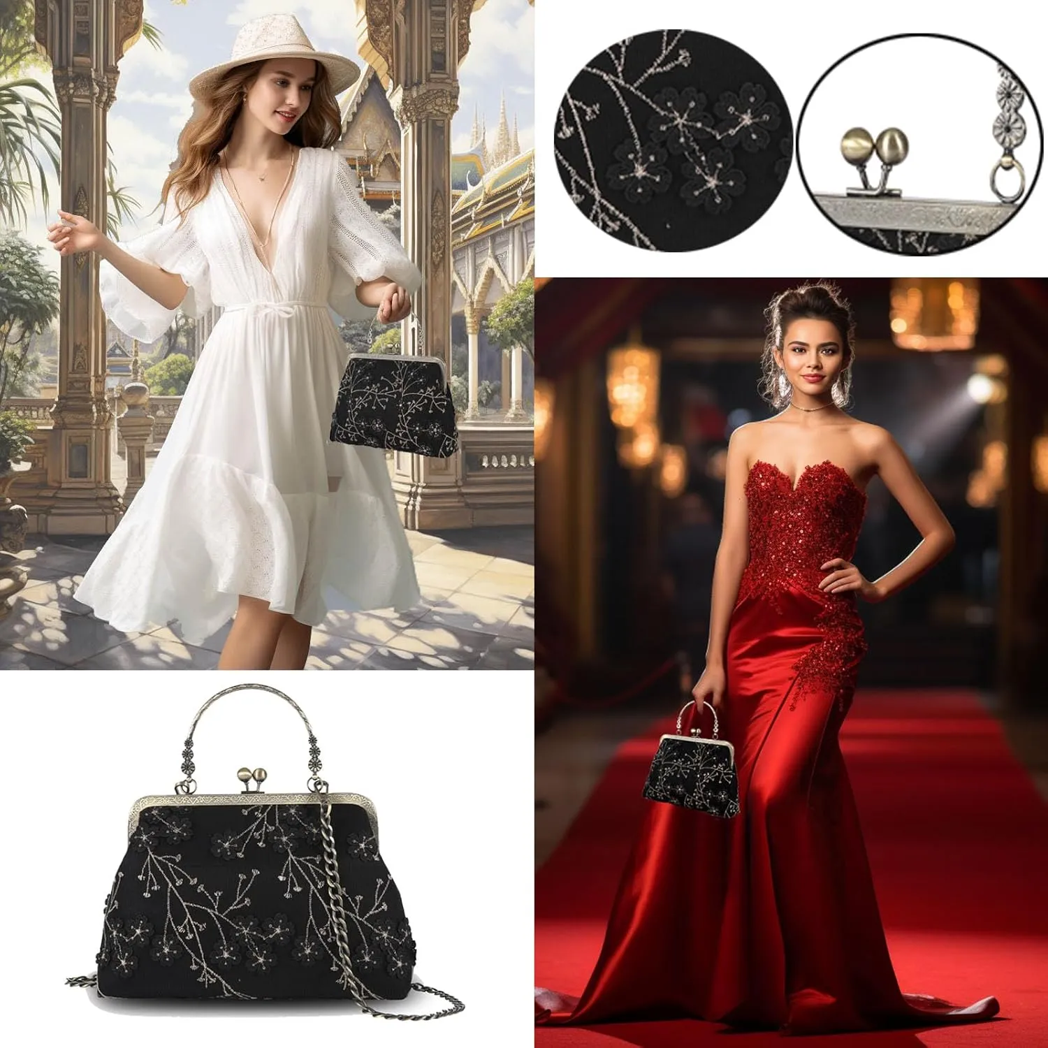 Crossbody Tote Bag Floral Satchel Purse Handbag for Women