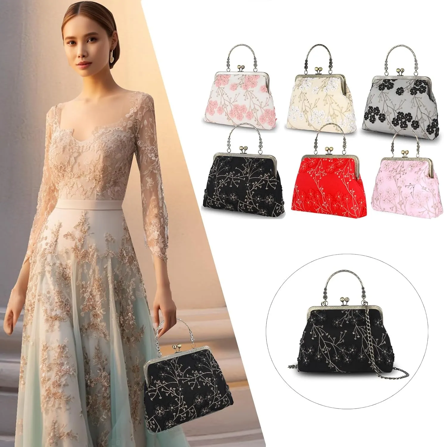 Crossbody Tote Bag Floral Satchel Purse Handbag for Women