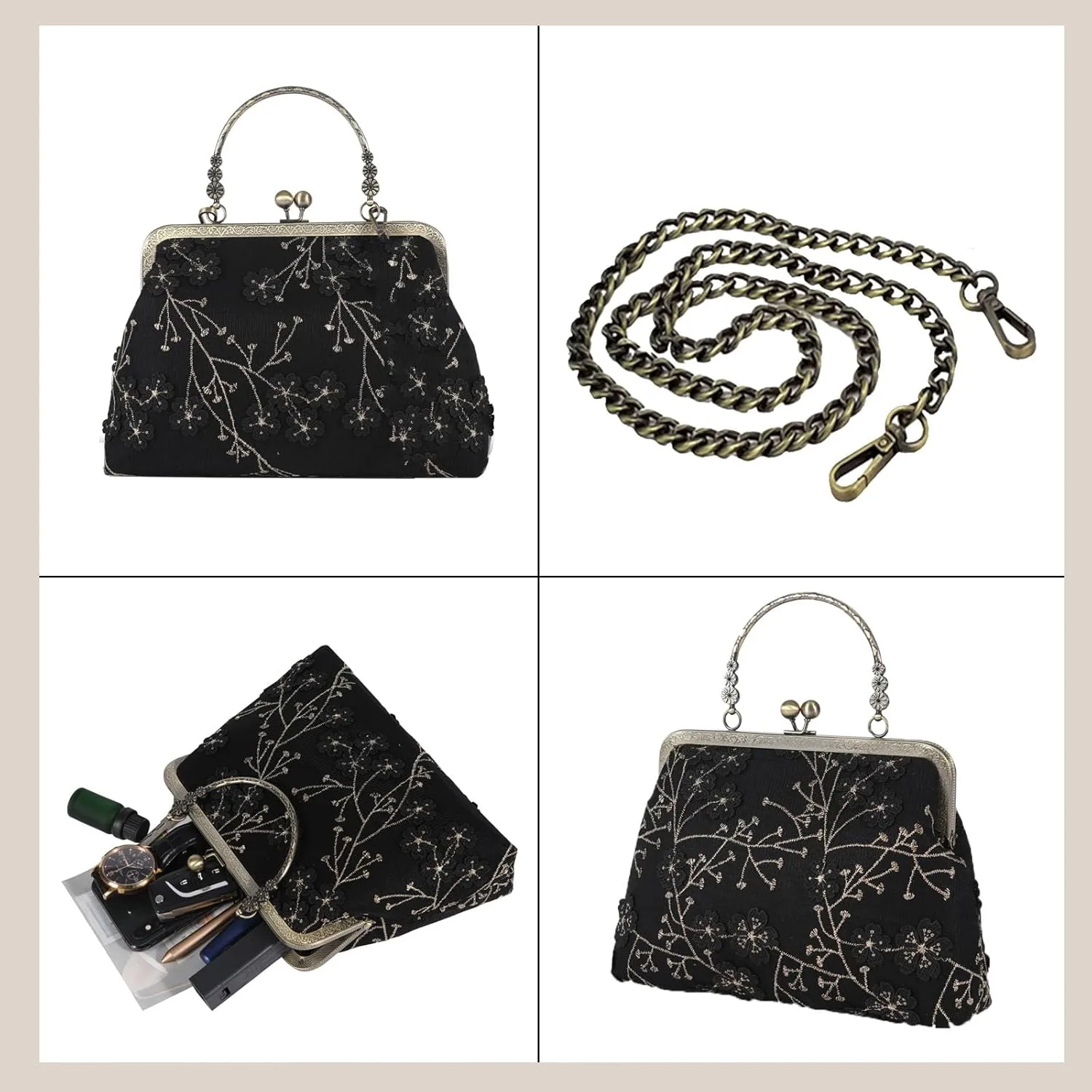 Crossbody Tote Bag Floral Satchel Purse Handbag for Women