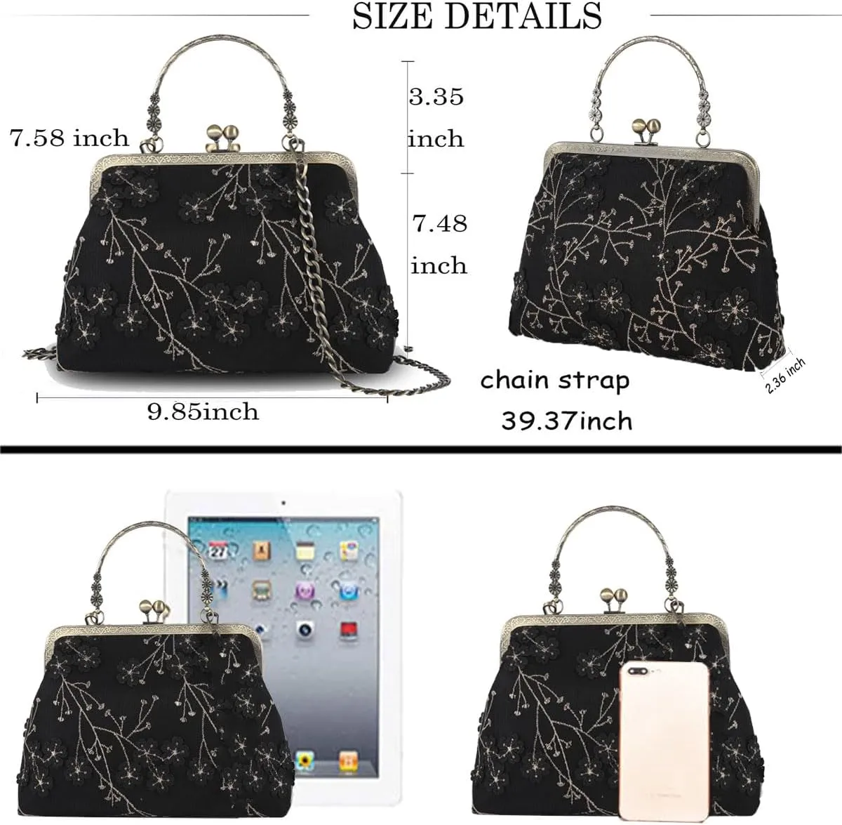 Crossbody Tote Bag Floral Satchel Purse Handbag for Women