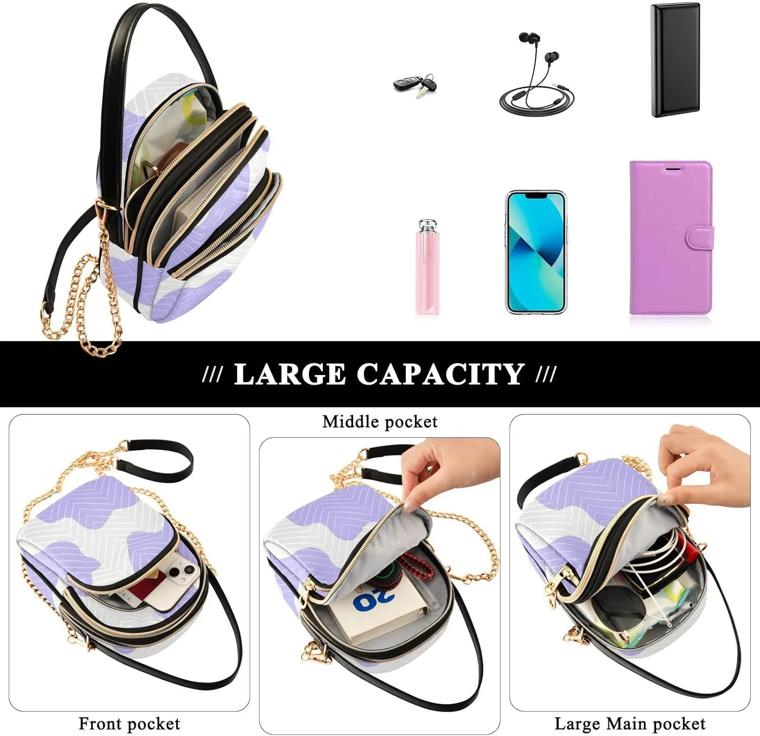 Crossbody Womens Purses and Handbags with Detachable Leather Chain Shoulder Strap(Yellow