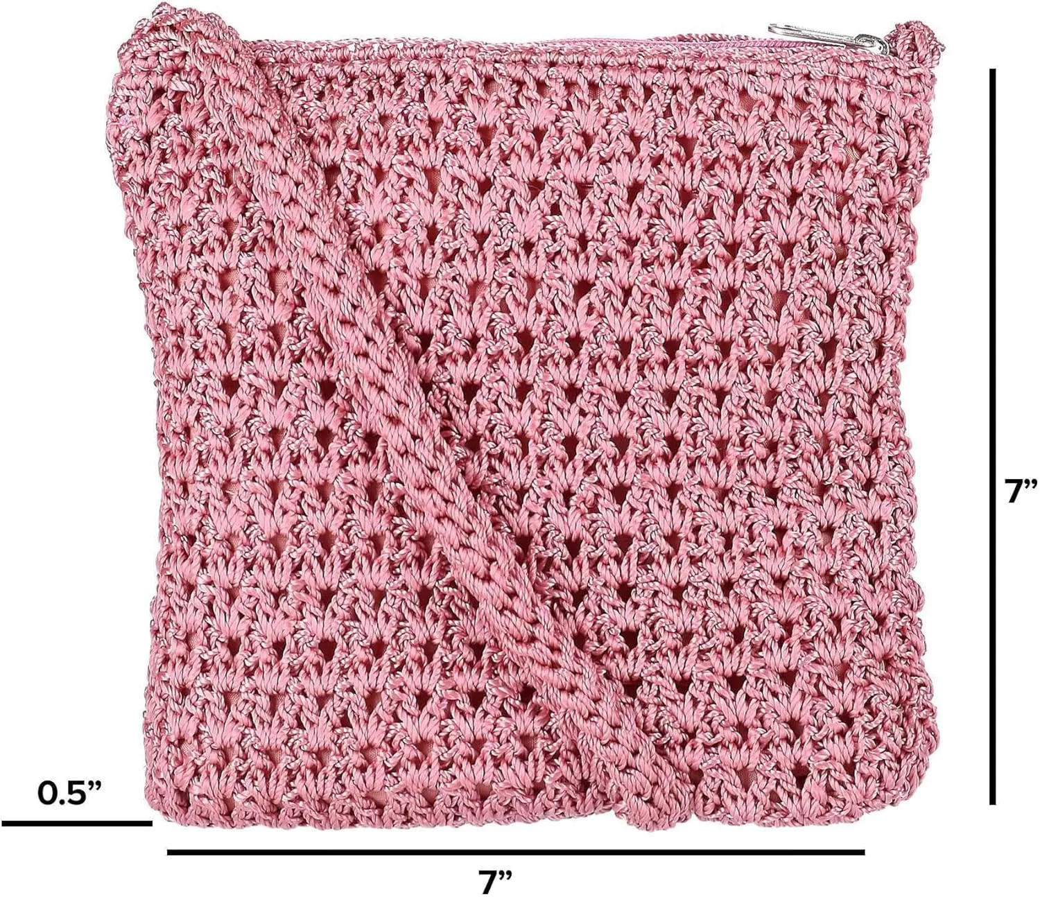 CTM® Women's Crochet Crossbody Handbag, Rose