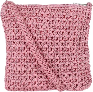 CTM® Women's Crochet Crossbody Handbag, Rose