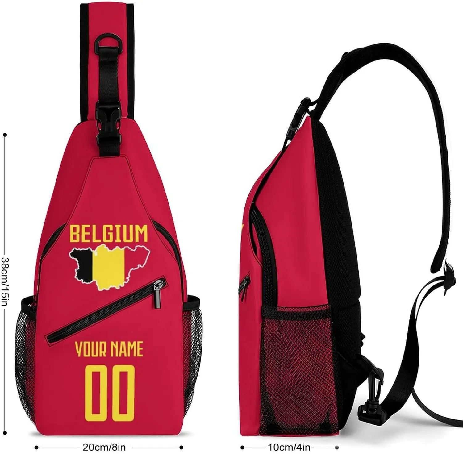 Custom Belgium Sling Bag,Soccer Chest Bag,Personalized Any Name Number Crossbody Backpack,Cycling Travel Daypack For Men Women