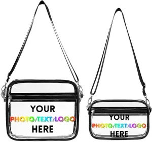 Custom Clear Crossbody Bag with Name/Photo/Text,Personalized Transparent Bag for Concert,Beach,Travel & Sports