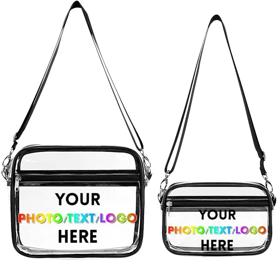 Custom Clear Crossbody Bag with Name/Photo/Text,Personalized Transparent Bag for Concert,Beach,Travel & Sports