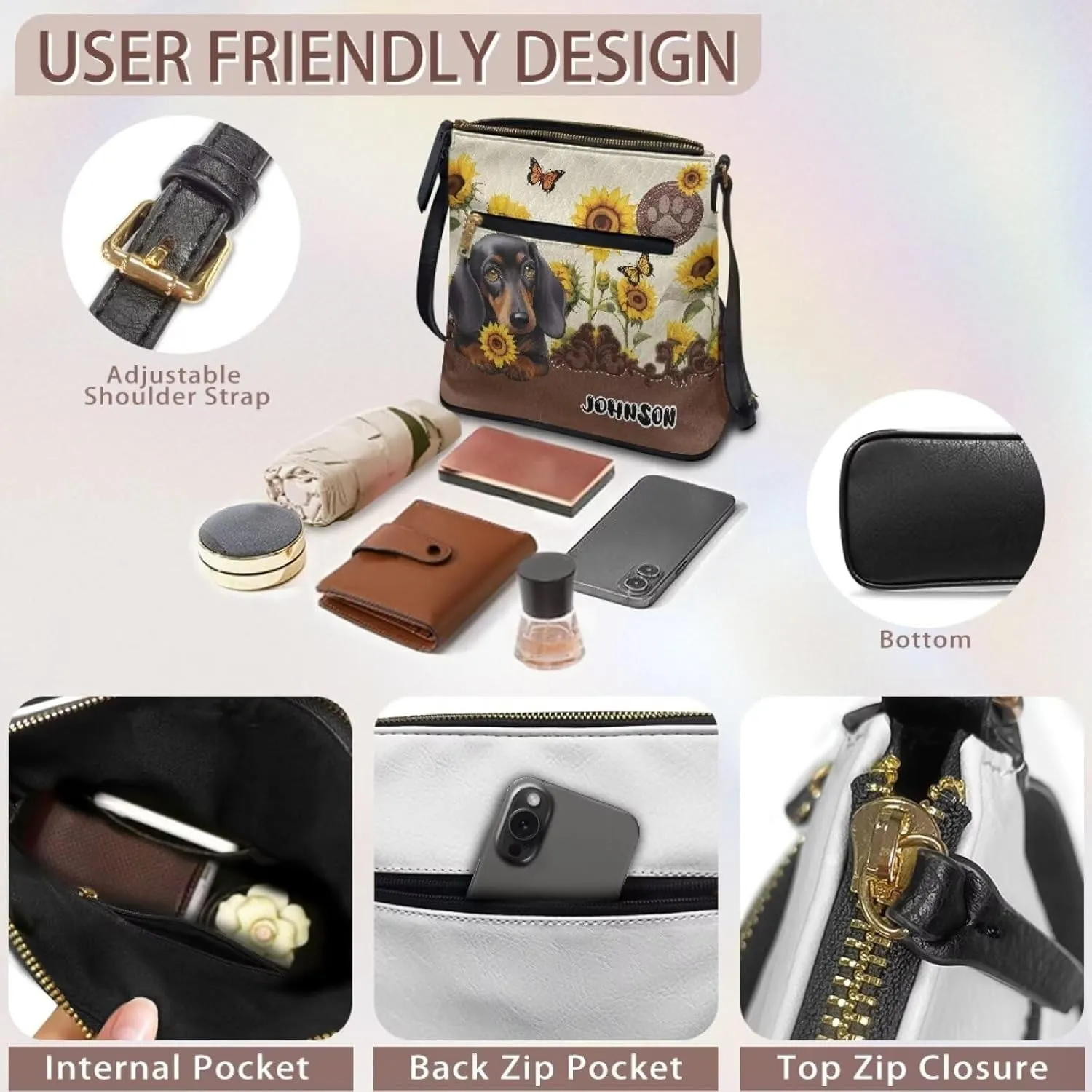 Customized Crossbody Bag for Women Leather Crossbody Purse Handbag Shoulder Bag for Shopping Dating