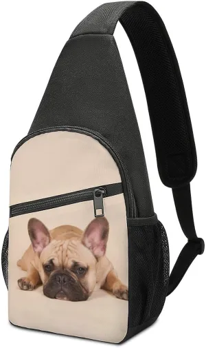 Cute French Bulldog Dog Sling Bag Lightweight Crossbody Shoulder Backpack Fashion Chest Bag Daypack for Hiking Traveling