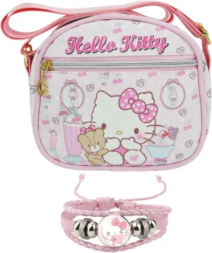 Cute Kitty Cat Crossbody Bag with Adjustable Shoulder Strap and Bracelet Charm Handbag Wallet Purse Shoulder Bag Coin Pouch