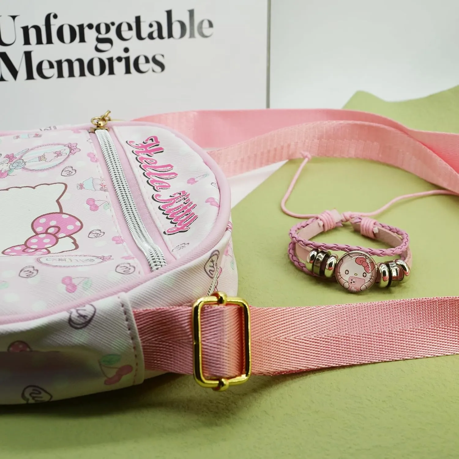 Cute Kitty Cat Crossbody Bag with Adjustable Shoulder Strap and Bracelet Charm Handbag Wallet Purse Shoulder Bag Coin Pouch