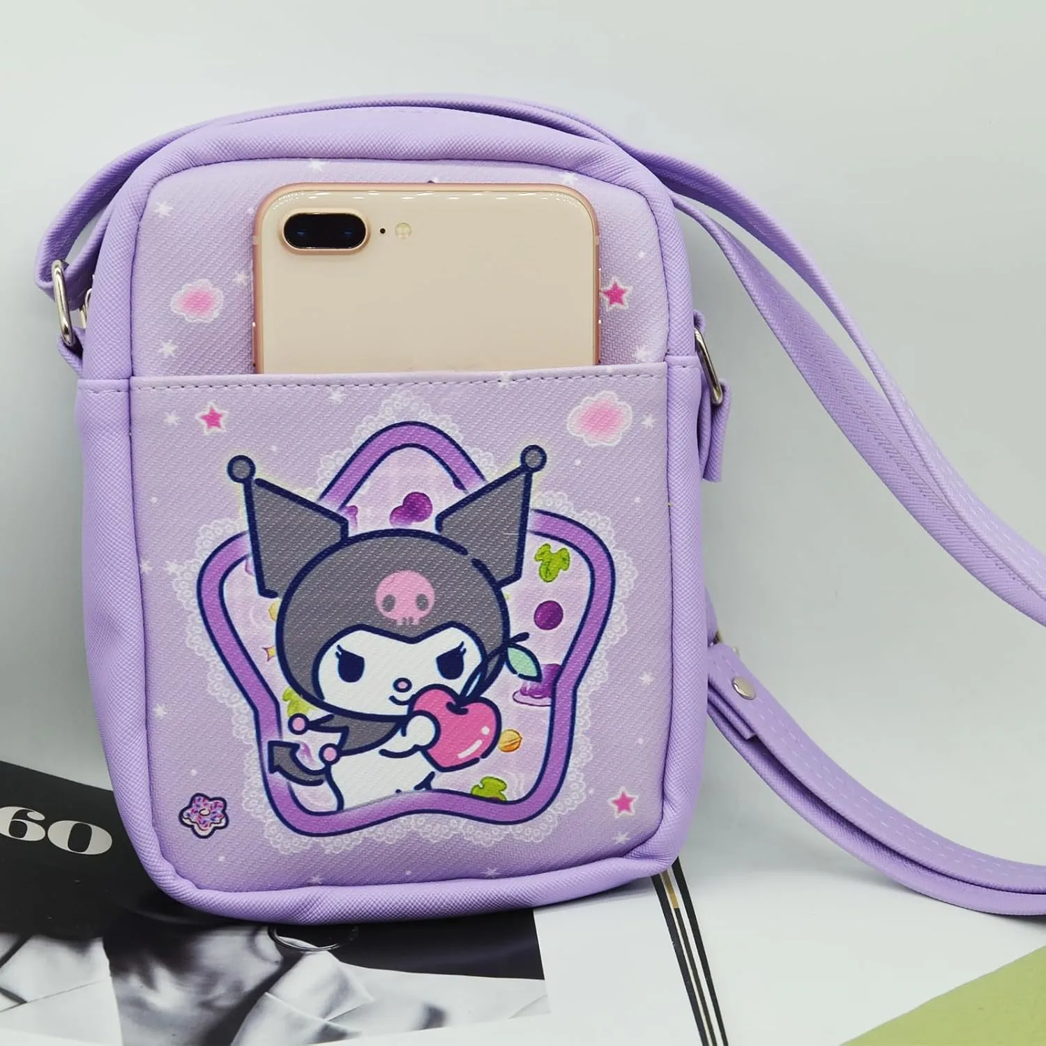 Cute Kumi Crossbody Bag with Adjustable Shoulder Strap and Bracelet Charm, Kawaii Handbag with Zipper, Kumi Wallet Purse Shoulder Bag Coin Pouch Accessories for Women Girls