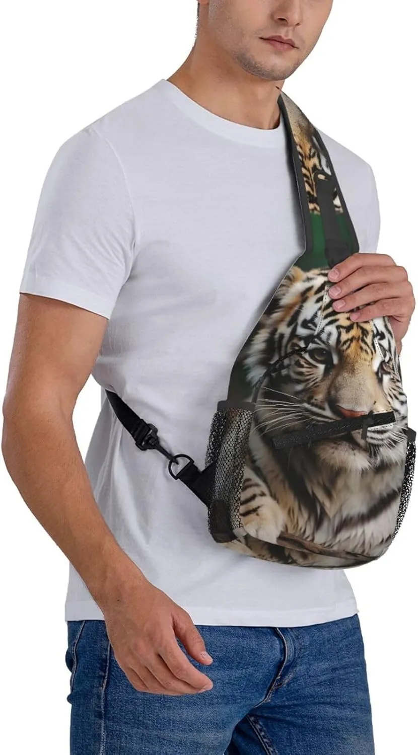 Cute Leopard Sling Bag Backpack For Men Cross Chest Bag Crossbody Shoulder Bag Travel Hiking Daypack