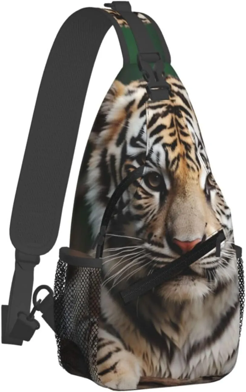 Cute Leopard Sling Bag Backpack For Men Cross Chest Bag Crossbody Shoulder Bag Travel Hiking Daypack