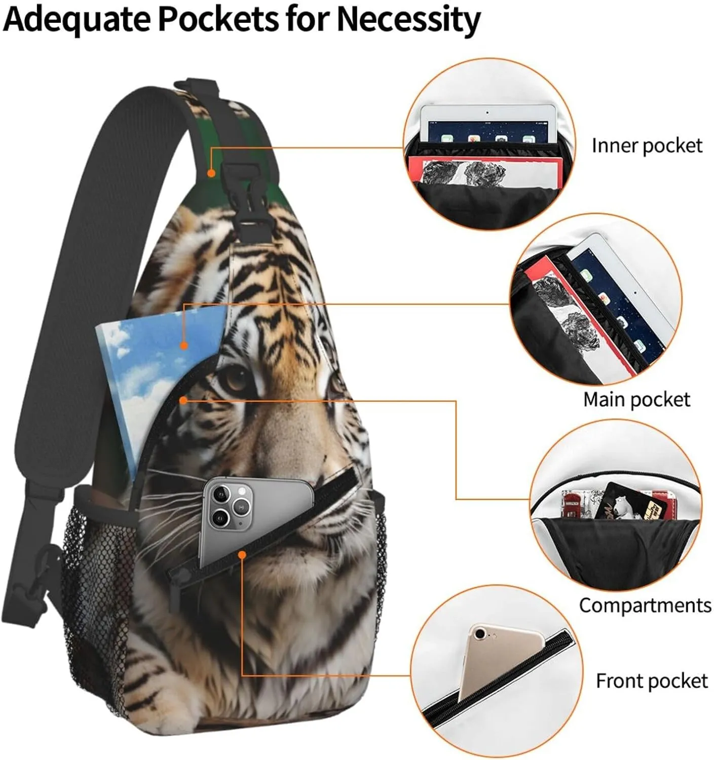 Cute Leopard Sling Bag Backpack For Men Cross Chest Bag Crossbody Shoulder Bag Travel Hiking Daypack