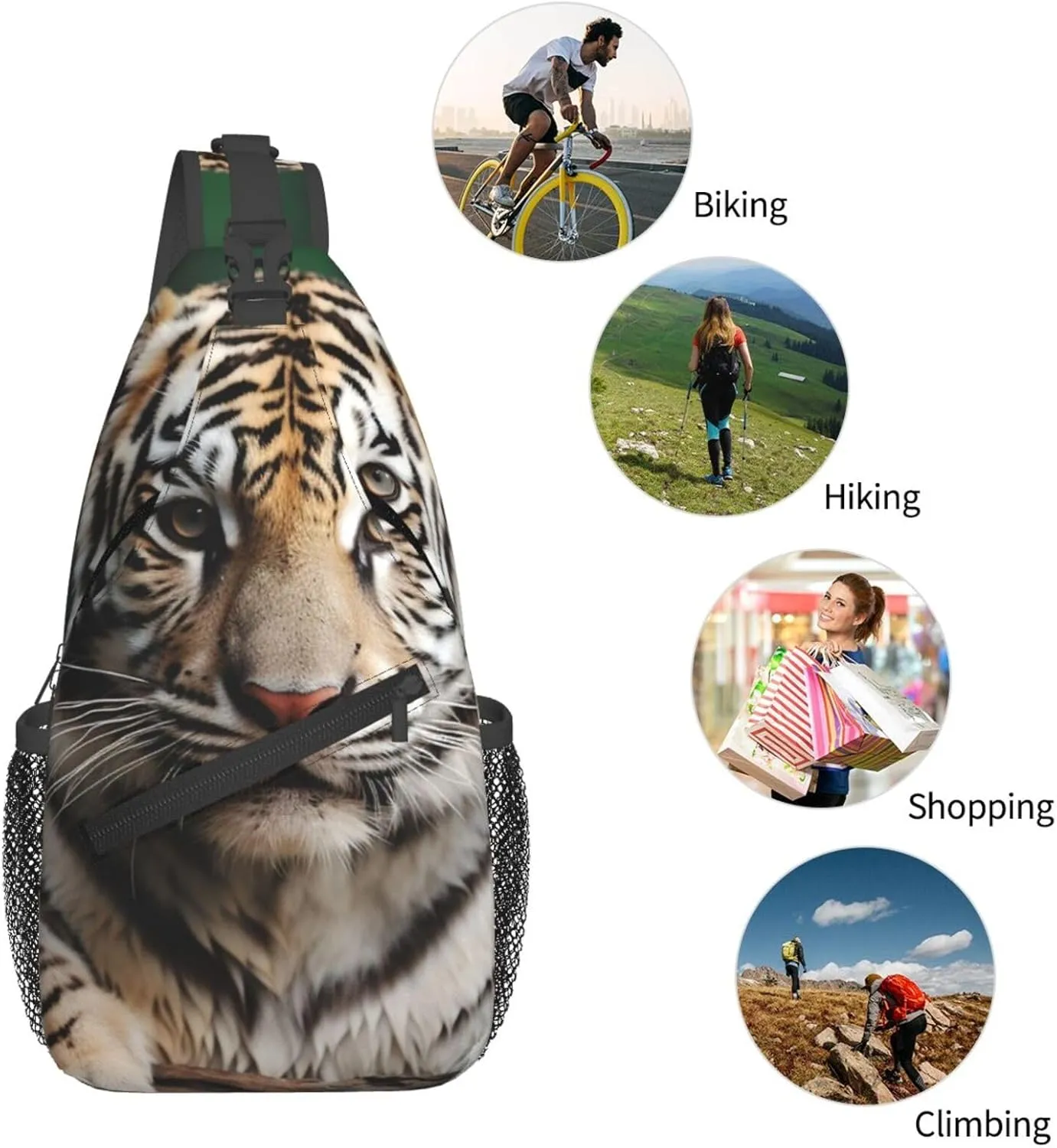 Cute Leopard Sling Bag Backpack For Men Cross Chest Bag Crossbody Shoulder Bag Travel Hiking Daypack