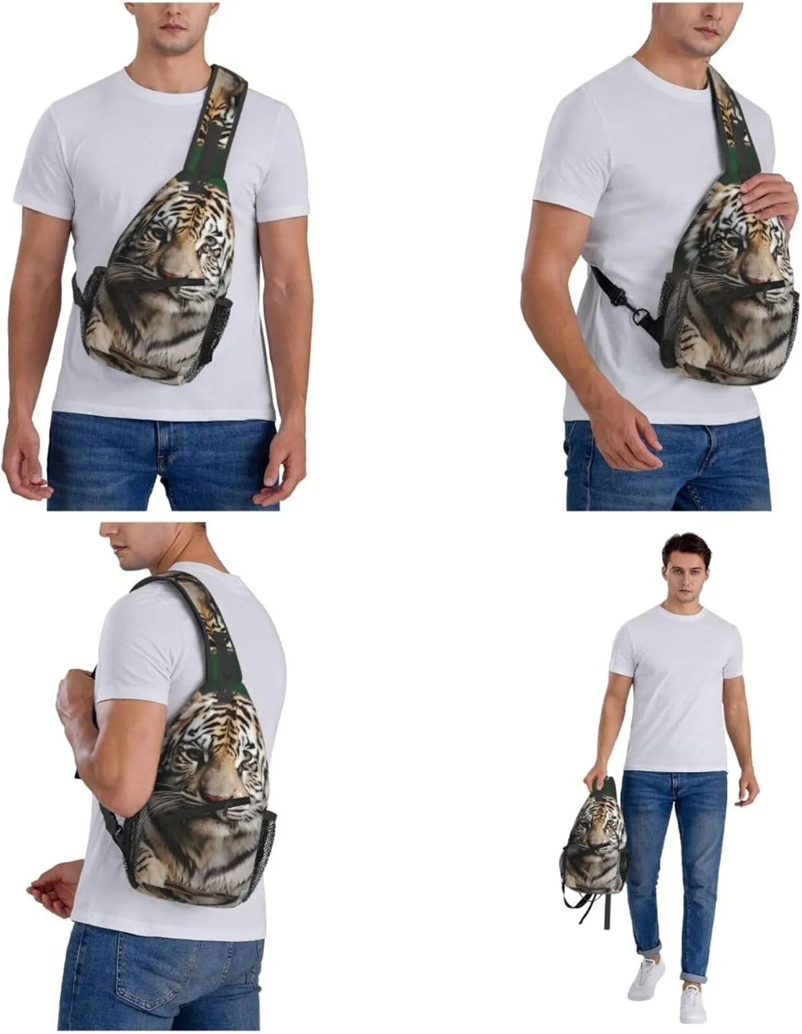 Cute Leopard Sling Bag Backpack For Men Cross Chest Bag Crossbody Shoulder Bag Travel Hiking Daypack