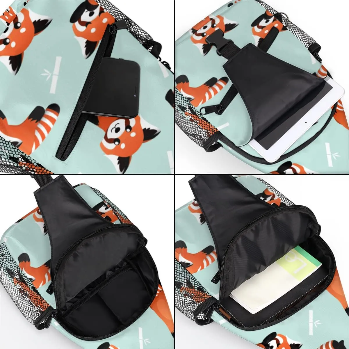 Cute Red Panda Sling Bag Crossbody Sling Backpack Water Resistant Shoulder Bag Outdoor Travel Hiking Chest Bag Daypack for Women Men Unisex