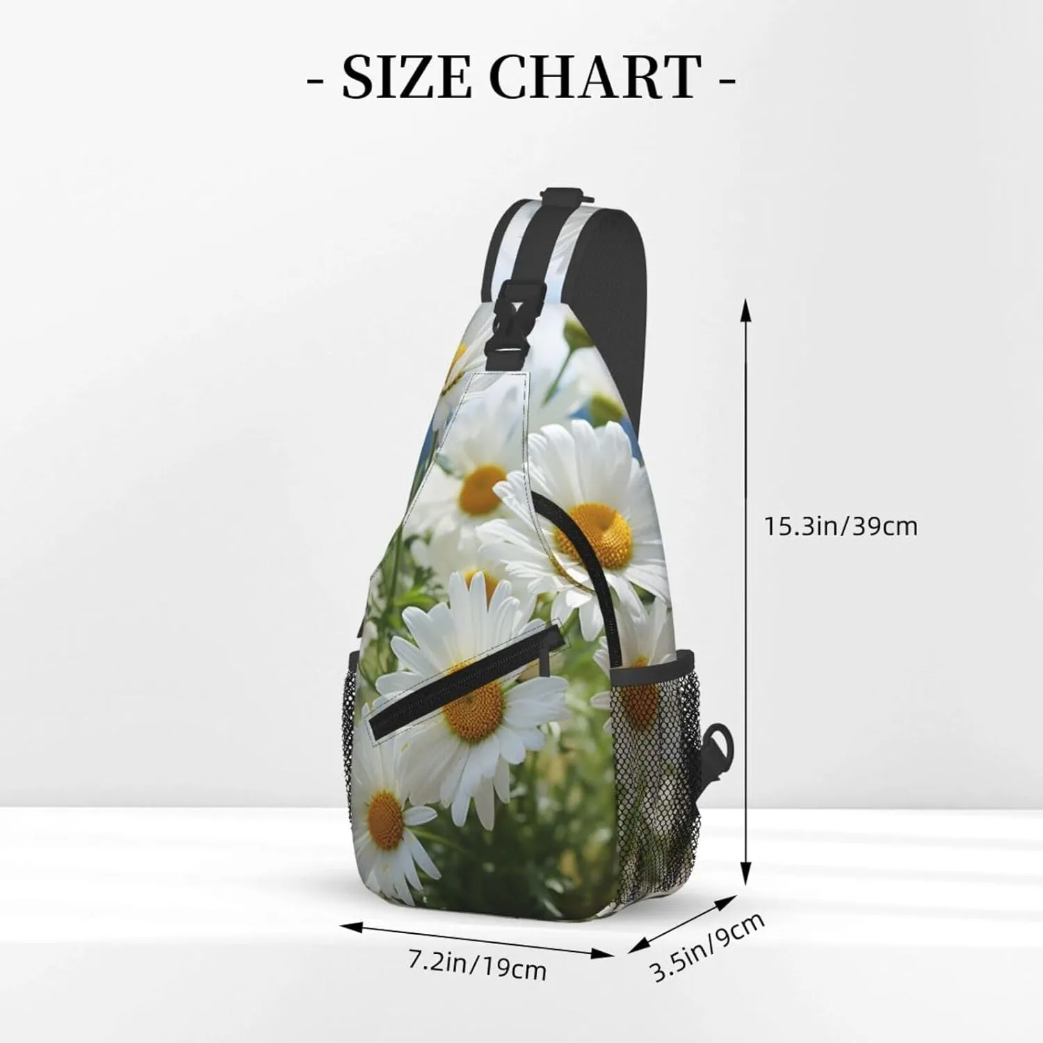 Daisies Flower Sling Bag Backpack For Men Cross Chest Bag Crossbody Shoulder Bag Travel Hiking Daypack