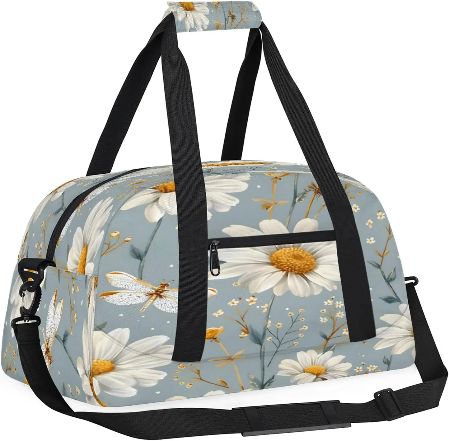 Daisy Floral Small Gym Bag 18 inch Carry On Duffel Bag for Weekender Travel Sports Workout Yoga Gymnastics Dance Ballet