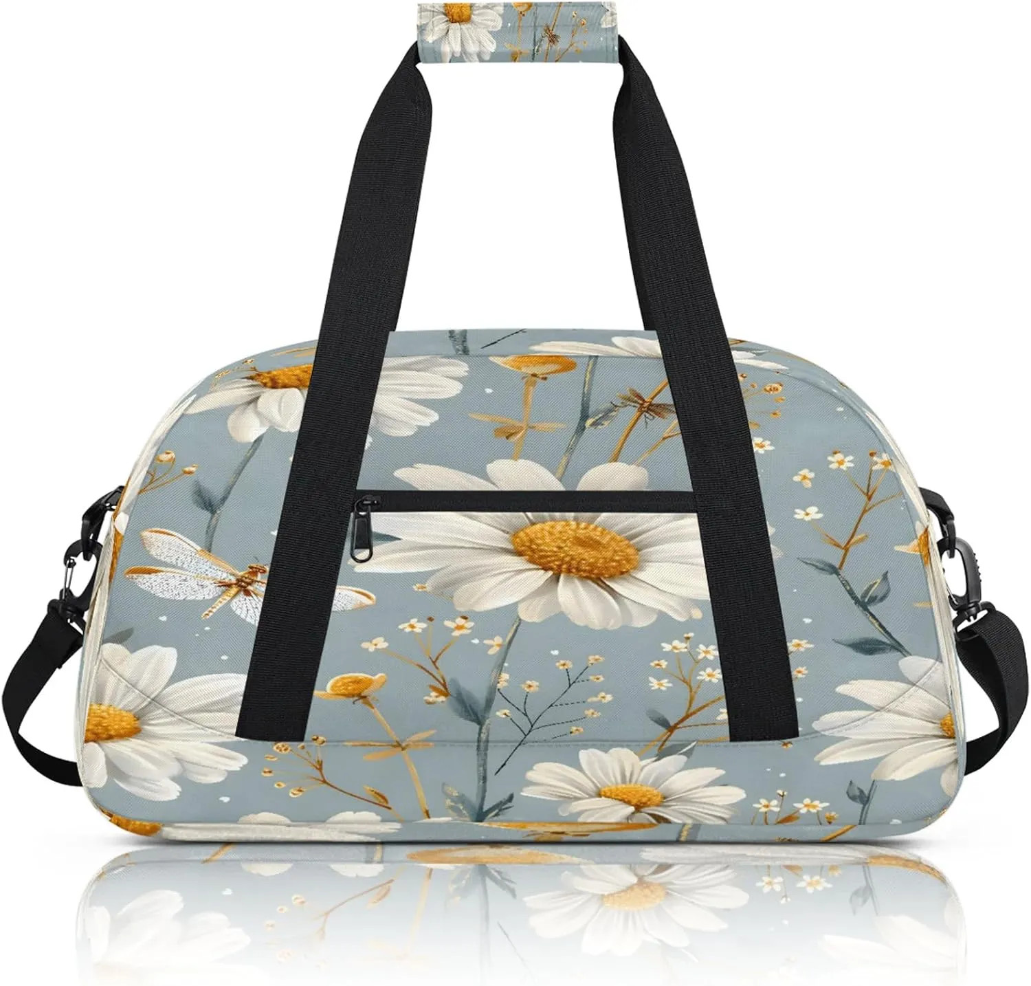Daisy Floral Small Gym Bag 18 inch Carry On Duffel Bag for Weekender Travel Sports Workout Yoga Gymnastics Dance Ballet