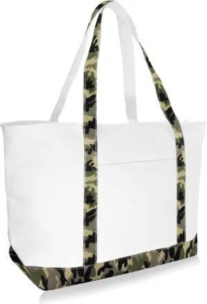 DALIX Daily Shoulder Tote Bag Premium Cotton in Green Camouflage