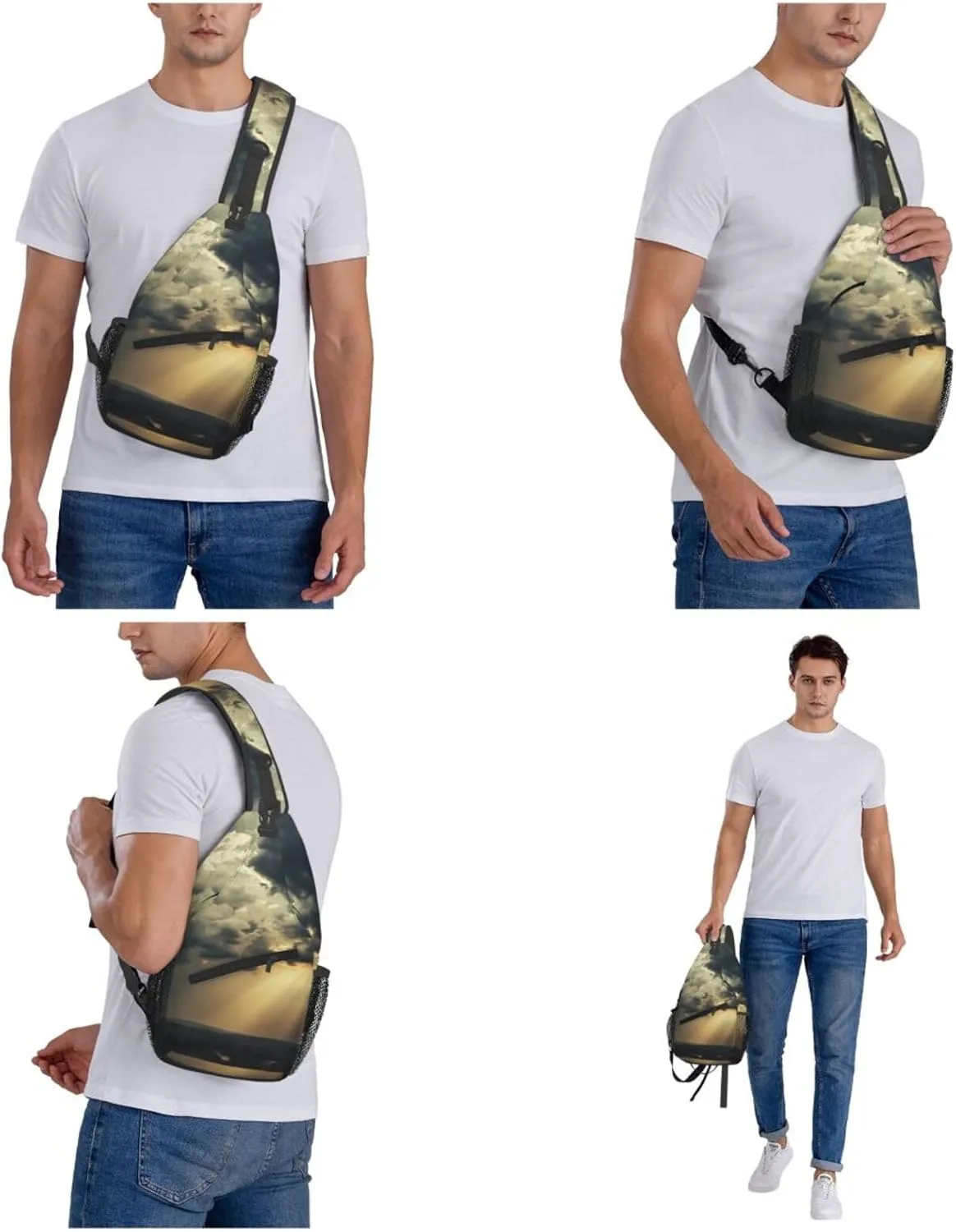Dark Clouds Sling Bag Backpack For Men Cross Chest Bag Crossbody Shoulder Bag Travel Hiking Daypack