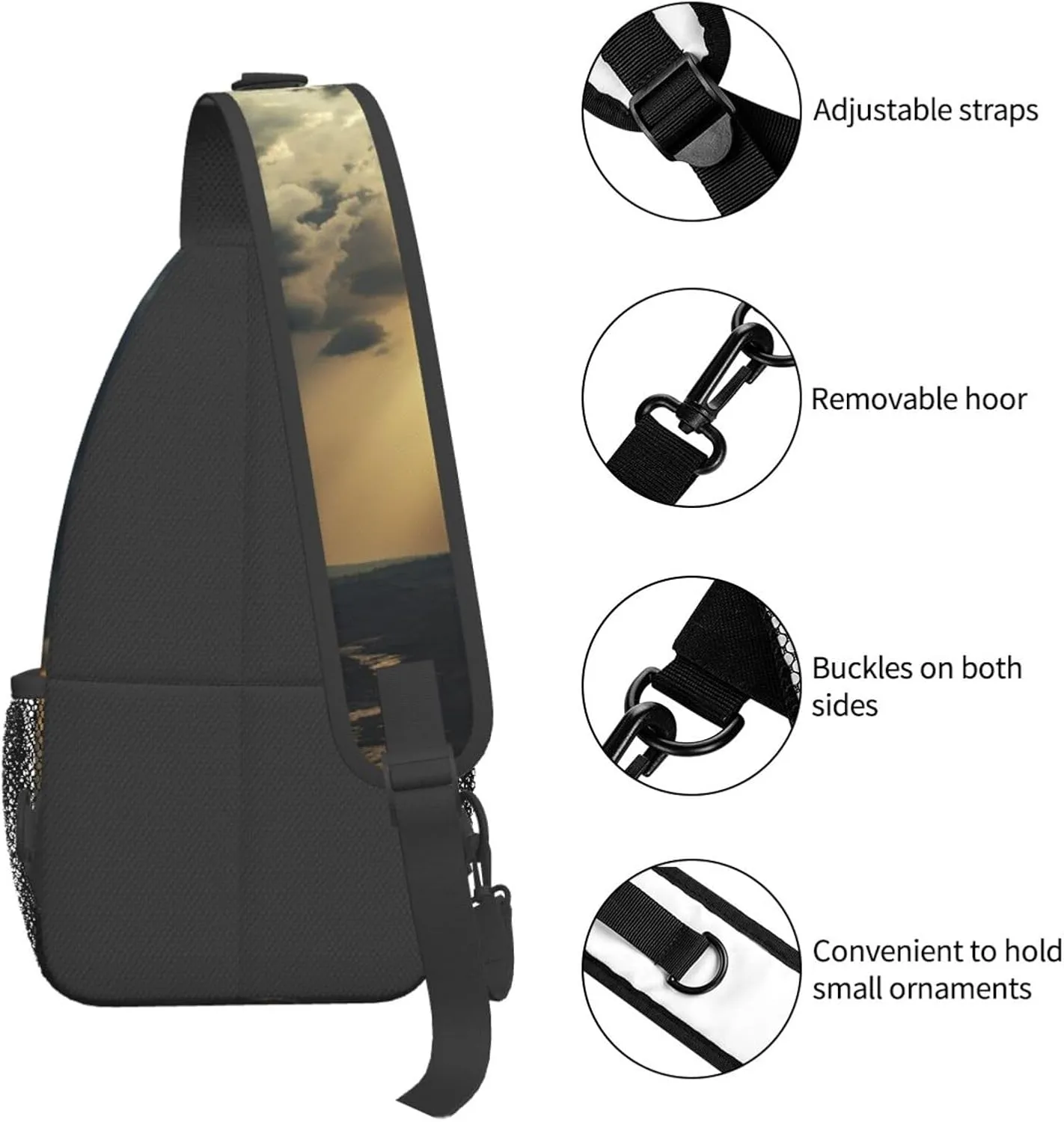 Dark Clouds Sling Bag Backpack For Men Cross Chest Bag Crossbody Shoulder Bag Travel Hiking Daypack