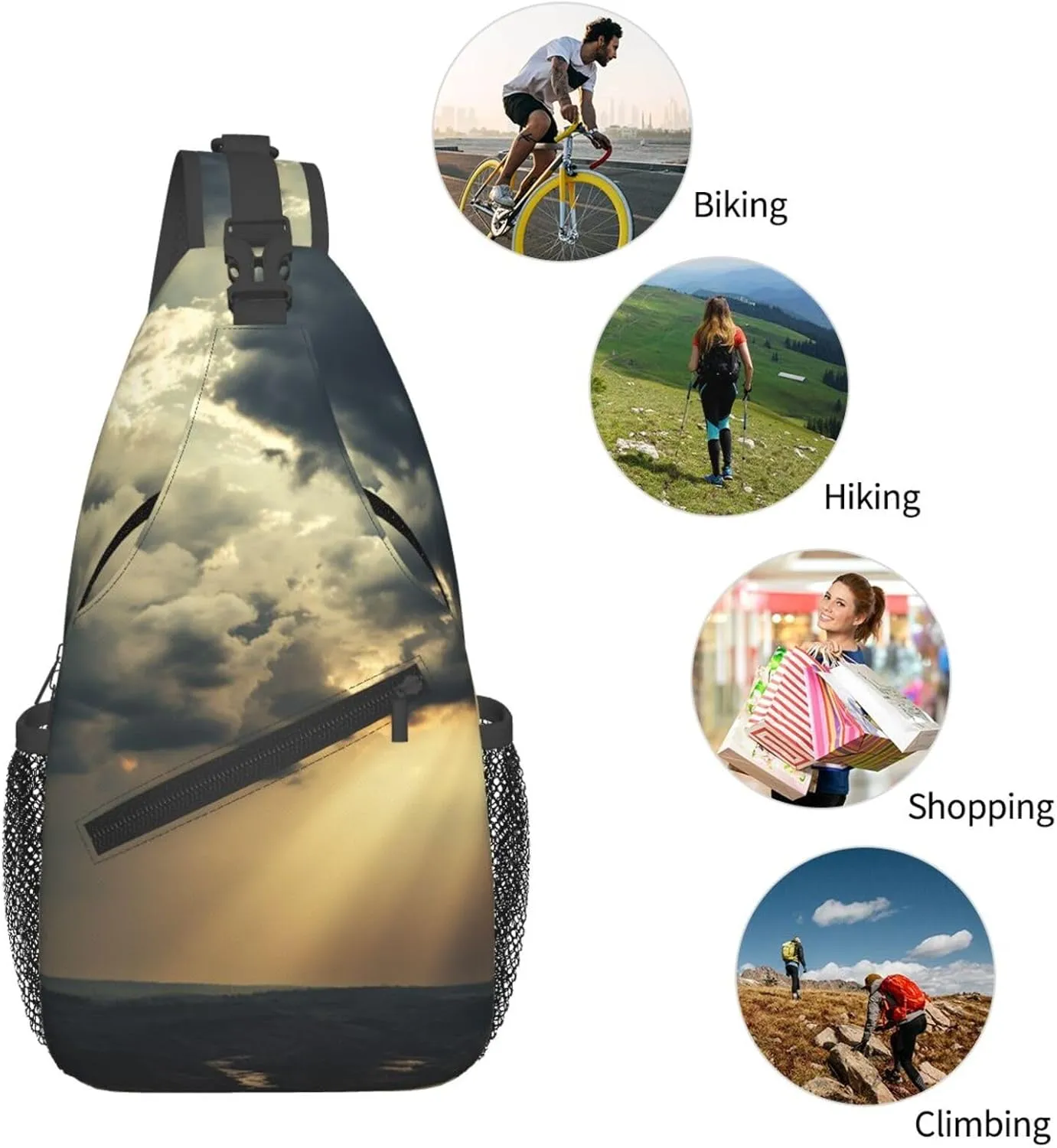 Dark Clouds Sling Bag Backpack For Men Cross Chest Bag Crossbody Shoulder Bag Travel Hiking Daypack