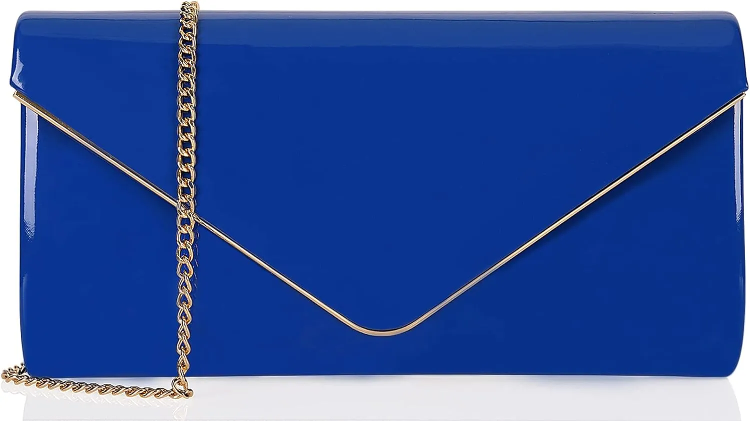 Dexmay Patent Leather Envelope Clutch Purse Shiny Candy Foldover Clutch Evening Bag for Women